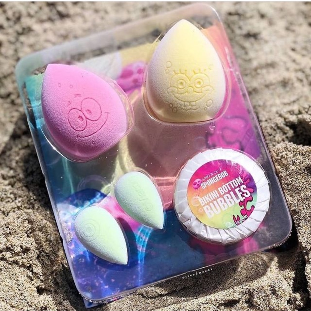 Juno & Co Spongebob Microfiber Beauty Sponge Blender Set & Cleanser BNIB